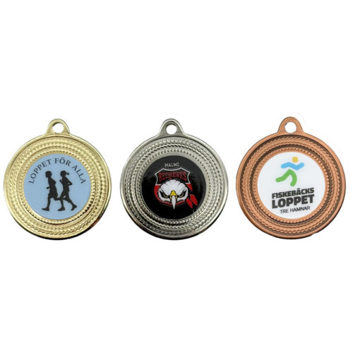 Guld, silver och bronsmedaljer med färgmotiv