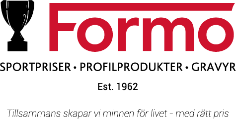 Logotyp för Formo med slogan på svenska, blå och vit färgsättning, modern design.