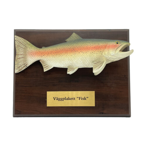 Väggplakett med fisktema, unik och dekorativ design för sportfiske eller dekoration.