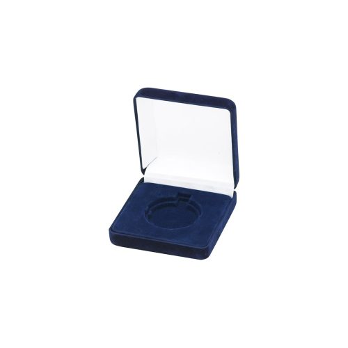 Blått etui i sammet som passar 45 mm och 50 mm medaljer