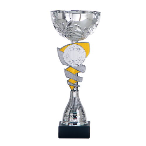 Elegant pokal i silver med svart marmorsockel